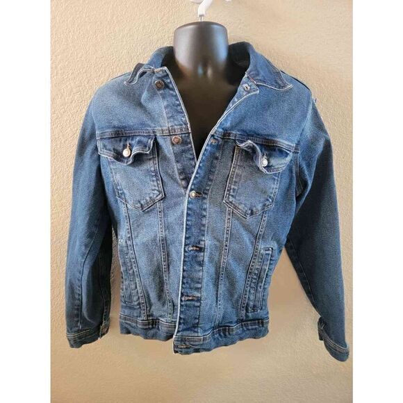 Zara Men's Medium Wash Button Front Cotton Trucker Denim Jacket Size Large - Picture 1 of 5